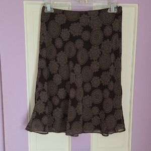 Campagnie International Express  Brown Patterned A-Line Skirt Sz XS Side Zipper